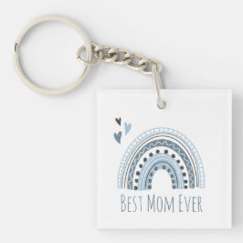 Foto van beste mam ooit Blue Boho Sleutelhanger