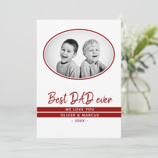 Foto van beste pap Ever Moden Red Script Father Da Kaart (Staand voorkant)