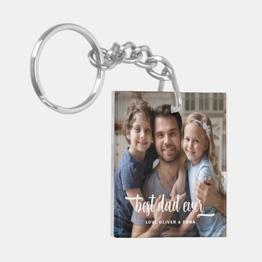 Foto van beste pap ooit Vaderdag script Sleutelhanger (Voorkant Links)