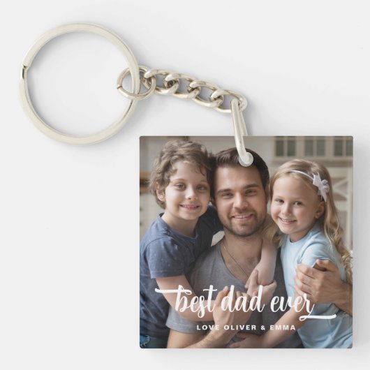 Foto van beste pap ooit Vaderdag script Sleutelhanger (Voorkant)