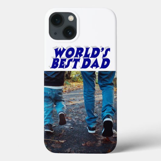 Foto van Beste Papa met blauwe 3D tekst Case-Mate iPhone Case (Achterkant)