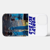 Foto van Beste Papa met blauwe 3D tekst Case-Mate iPhone Case (Achterkant (horizontaal))