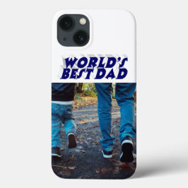 Foto van Beste Papa met donkerblauwe 3D tekst Case-Mate iPhone Case