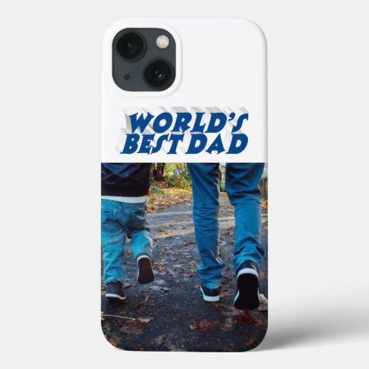 Foto van Beste Papa met zee-blauwe 3D tekst Case-Mate iPhone Case (Achterkant)