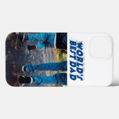 Foto van Beste Papa met zee-blauwe 3D tekst Case-Mate iPhone Case (Achterkant (horizontaal))
