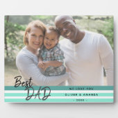 Foto van beste vader Modern Script Turquoise Fotoplaat (Voorkant)