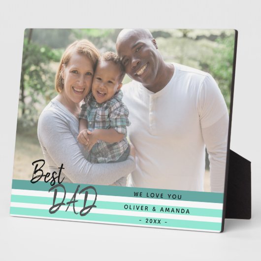 Foto van beste vader Modern Script Turquoise Fotoplaat (Zijkant)