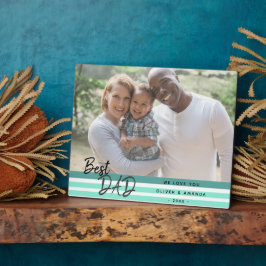 Foto van beste vader Modern Script Turquoise Fotoplaat