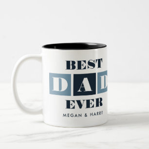 Foto van beste vader ooit Modern Blue Fathers Day Tweekleurige Koffiemok