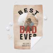 Foto van beste vader ooit Waterverf vader op dag Golfhanddoek (Insitu)