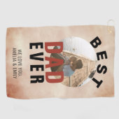 Foto van beste vader ooit Waterverf vader op dag Golfhanddoek (Horizontaal)