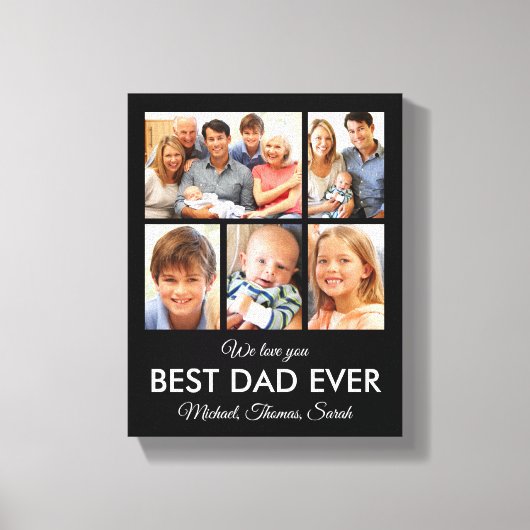 Foto van beste vader op vaderdag Collage Canvas Afdruk (Voorkant)