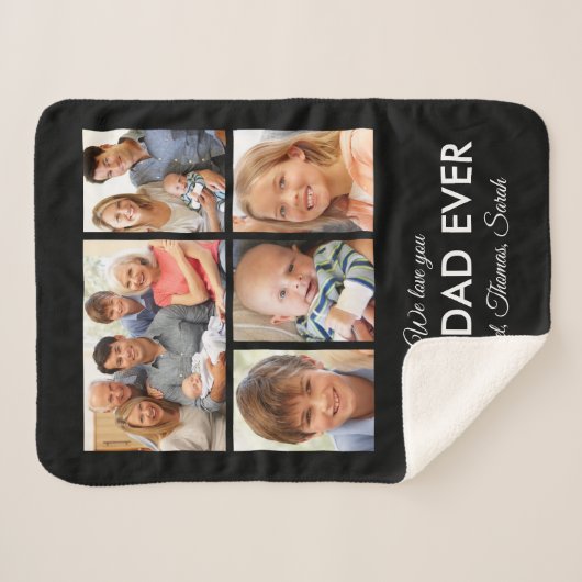Foto van beste vader op vaderdag Collage Sherpa Deken (Voorkant (horizontaal))