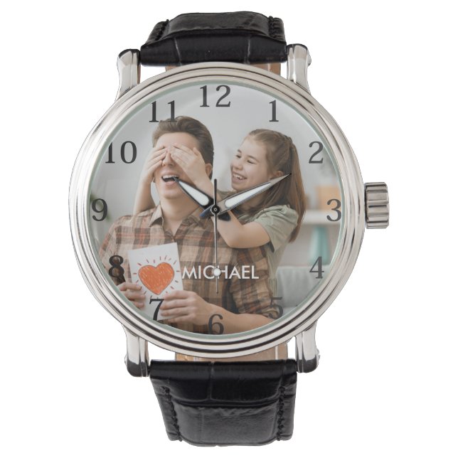 Foto van beste vader op vaderdag horloge (Voorkant)