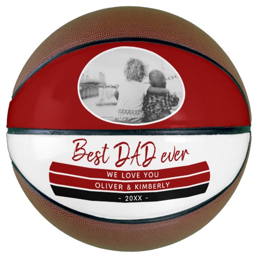 Foto van beste vader van de Rode Moderne Vader Basketbal (Voorkant)