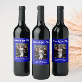 Foto van beste vrienden koningsblauw wit schrift wijn etiket