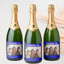 Foto van beste vrienden koningsblauw witte namen f sparkling wijnetiket