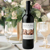 Foto van beste vrienden met zilver glitters stof n wijn etiket