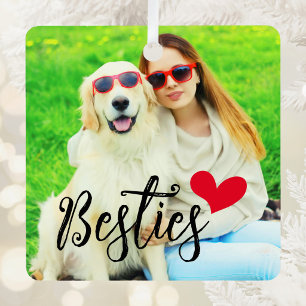Foto van Besties Schattige Hond Moeder Rode Hart Metalen Ornament