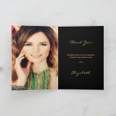 Foto van Birthday black floral gold geo: bedankt Kaart (Binnen)