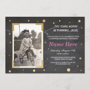 Foto van Birthday  Chalk Invite Womens 50th 60 Kaart