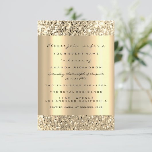 Foto van Birthday Champagne Gold Spark Glitter Kaart (Staand voorkant)