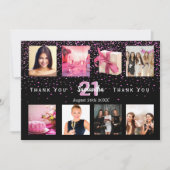 Foto van Birthday collage zwart bedankt! Kaart (Voorkant)