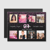 Foto van Birthday collage zwart bedankt! Magnetische Uitnodiging (Voorkant / Achterkant)