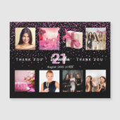 Foto van Birthday collage zwart bedankt! Magnetische Uitnodiging (Voorkant)