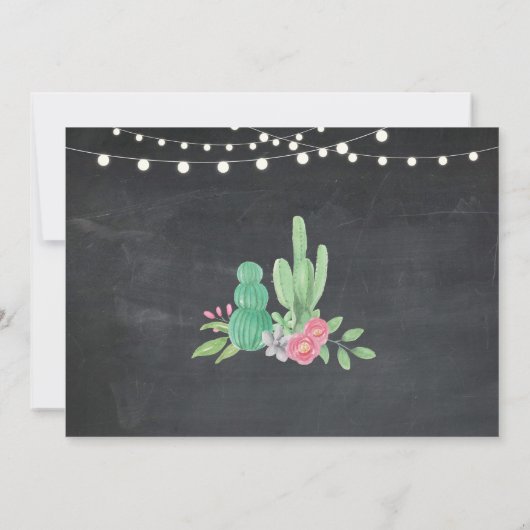 Foto van Birthday Floral Cactus Wood Invitations Kaart (Achterkant)