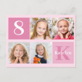 Foto van Birthday Girl roze monogram afbeelding Briefkaart (Voorkant)