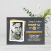 Foto van Birthday Gold Chalkboard Kaart (Staand voorkant)