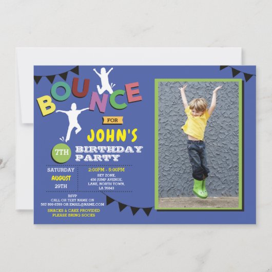 Foto van Birthday Jump Bounce Party Trampoline Blu Kaart (Voorkant)