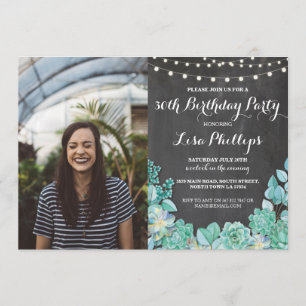 Foto van Birthday Party 30th Chalk Succulents 50 4 Kaart