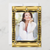 Foto van Birthday Party Black Gold Deco Stripe Kaart (Achterkant)