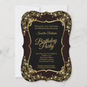 Foto van Birthday party black Gold Pearls Kaart (Voorkant)