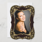 Foto van Birthday party black Gold Pearls Kaart (Achterkant)