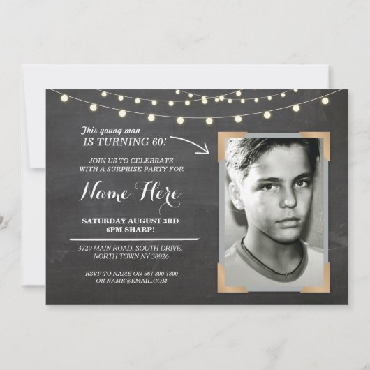Foto van Birthday Party Chalk Mannen vrouwen 60e u Kaart (Voorkant)