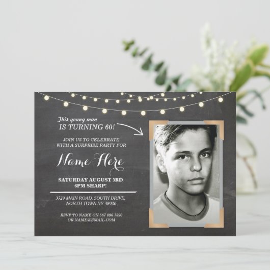 Foto van Birthday Party Chalk Mannen vrouwen 60e u Kaart (Staand voorkant)
