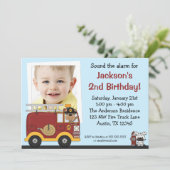 Foto van Birthday Party: Fire Truck Monkey Kaart (Staand voorkant)