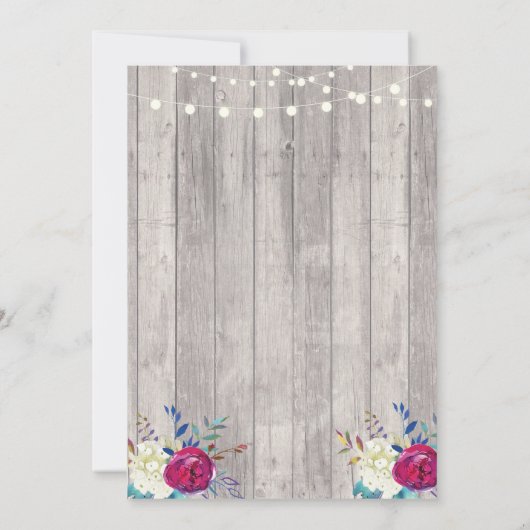 Foto van Birthday Party Floral Paars Wood 2 Afbeel Kaart (Achterkant)