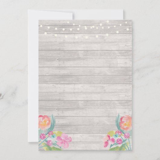 Foto van Birthday Party Floral Rustic Wood 2 Afbee Kaart (Achterkant)