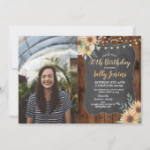 Foto van Birthday Party Rustic Sunflower Floral Wo Kaart (Voorkant)
