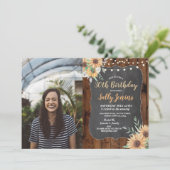 Foto van Birthday Party Rustic Sunflower Floral Wo Kaart (Staand voorkant)