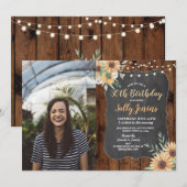 Foto van Birthday Party Rustic Sunflower Floral Wo Kaart (Voorkant / Achterkant)