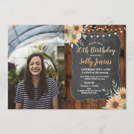 Foto van Birthday Party Rustic Sunflower Floral Wo Kaart