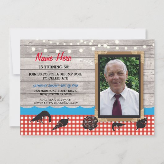 Foto van Birthday Party Shrimp Boil Seafood Invite Kaart (Voorkant)