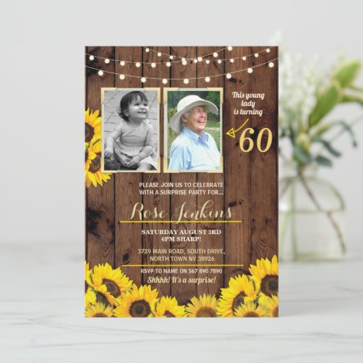 Foto van Birthday Party Sunflower Wood 2 Afbeeldin Kaart (Staand voorkant)