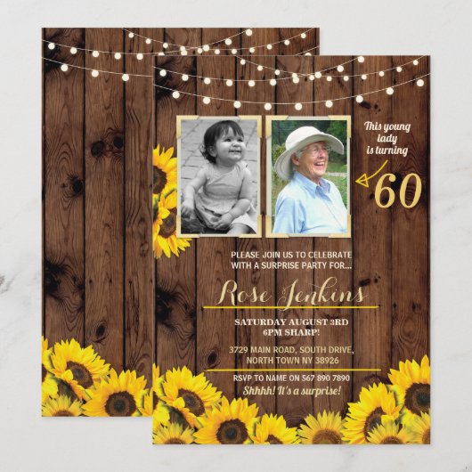 Foto van Birthday Party Sunflower Wood 2 Afbeeldin Kaart (Voorkant / Achterkant)