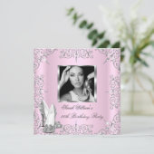 Foto van Birthday Party Women's Pink Silver Kaart (Staand voorkant)
